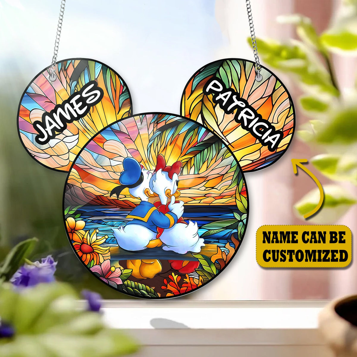 Cute Duck Couple Acrylic Window, Couple Window Hanging