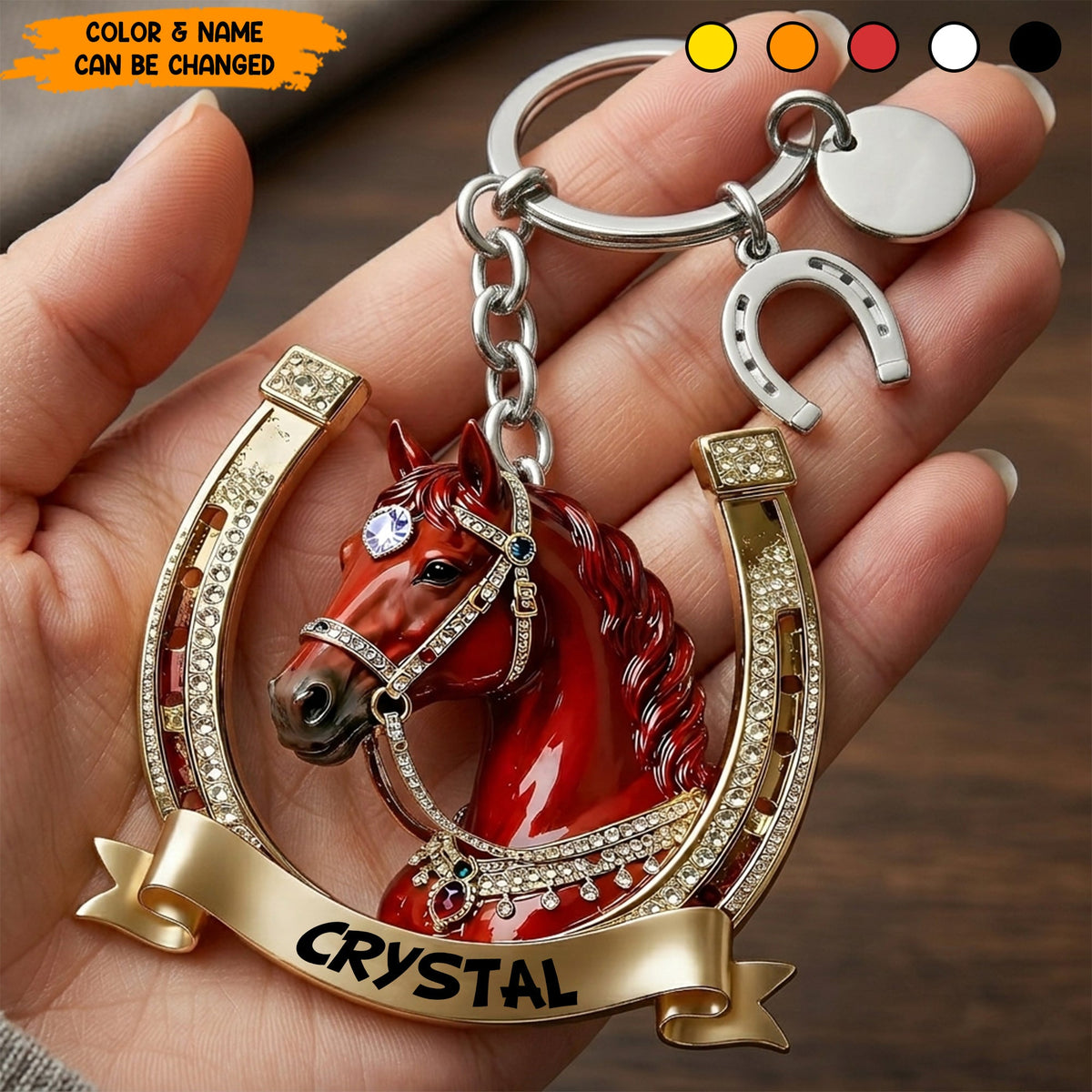 Personalized Sparkle Horse Keychain