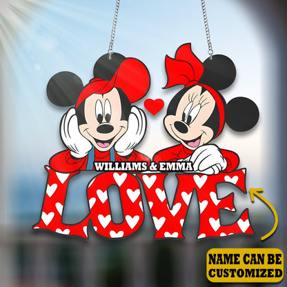 Love, Cute Mouse Couple Acrylic Window, Couple Window Hanging