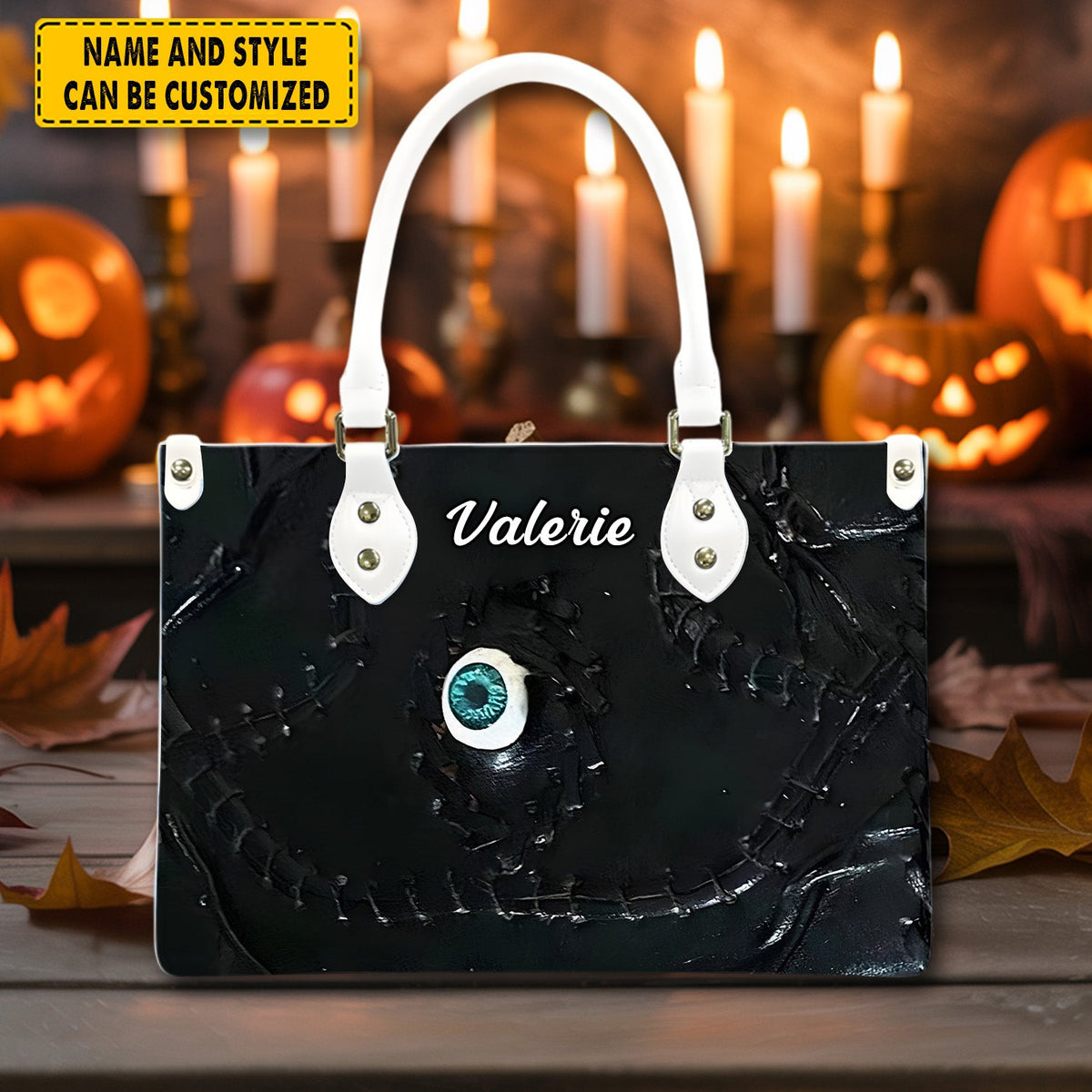 Halloween Book Of Spells Leather Handbag