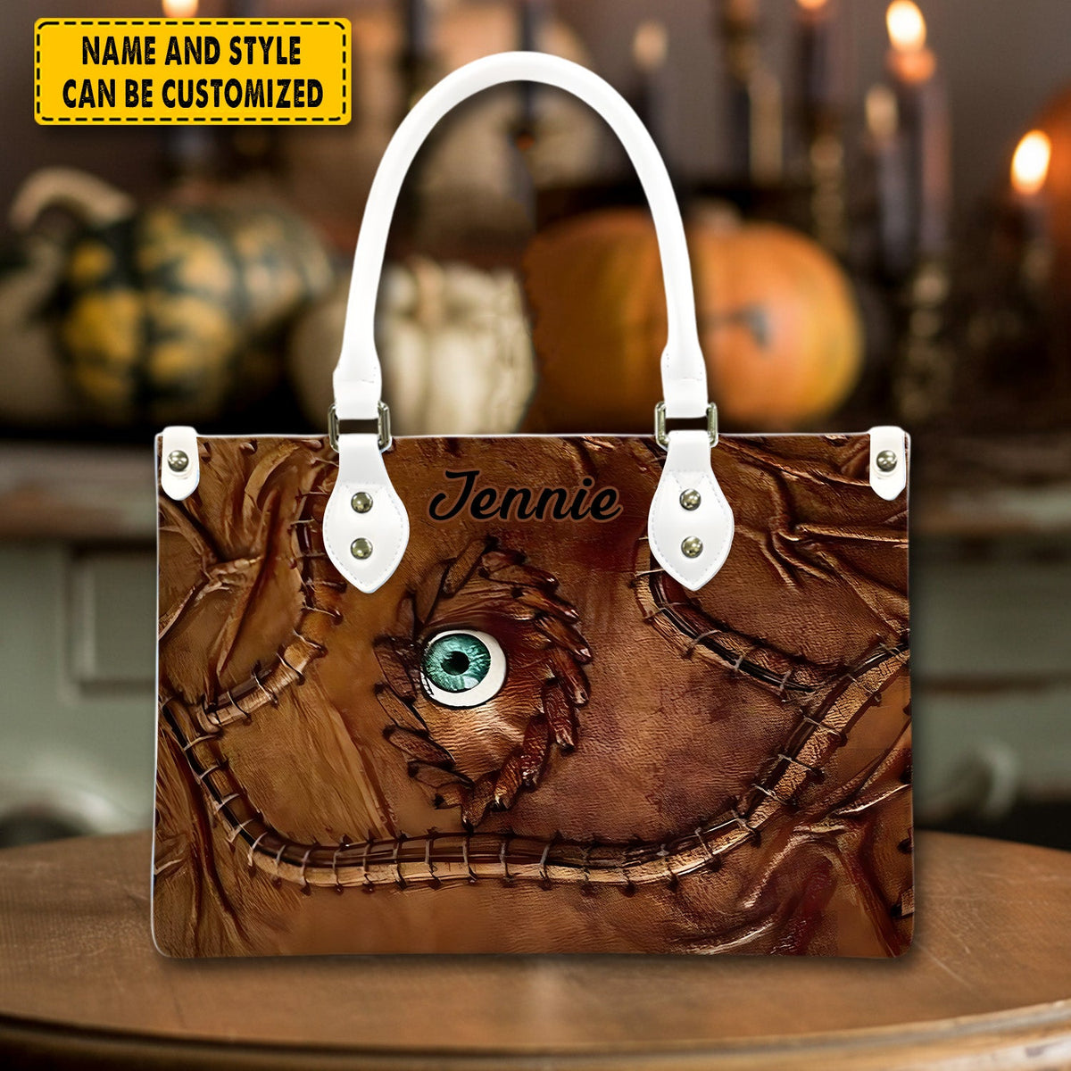 Halloween Book Of Spells Leather Handbag