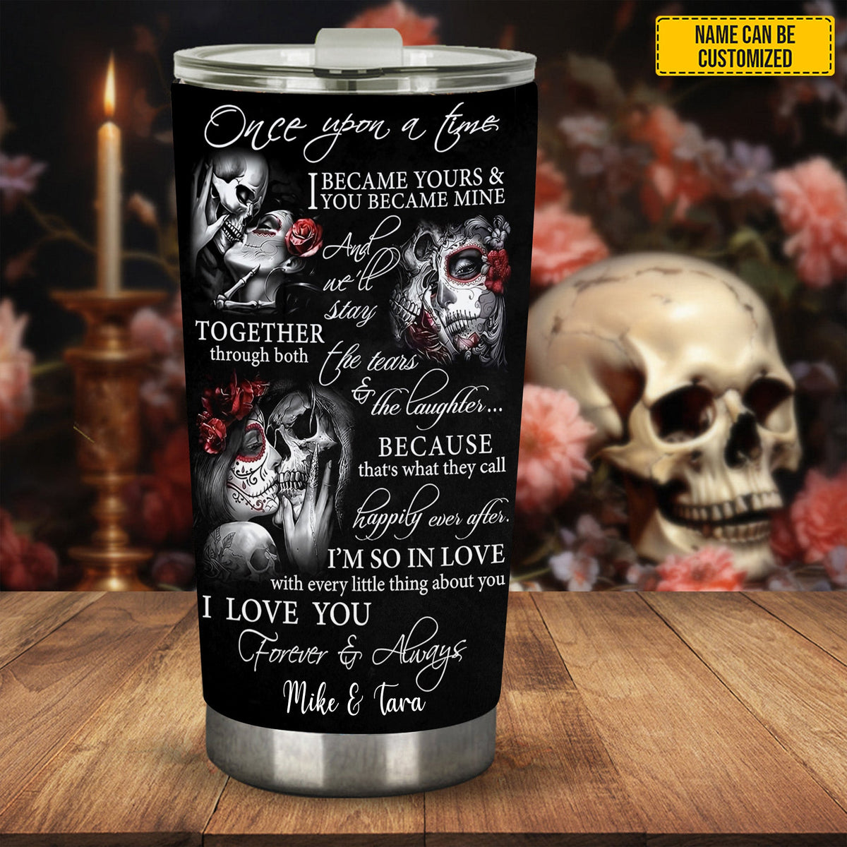 Gothic “Forever & Always” Personalized Couple Tumbler