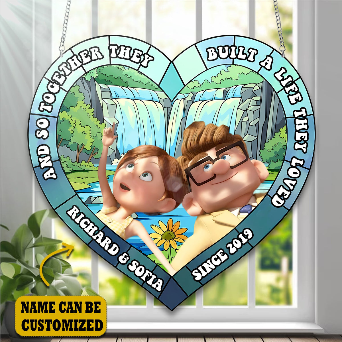 Old Couple Acrylic Window, Couple Acrylic Window Hanging
