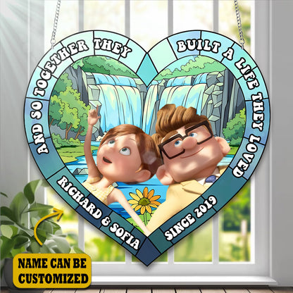 Old Couple Acrylic Window, Couple Acrylic Window Hanging