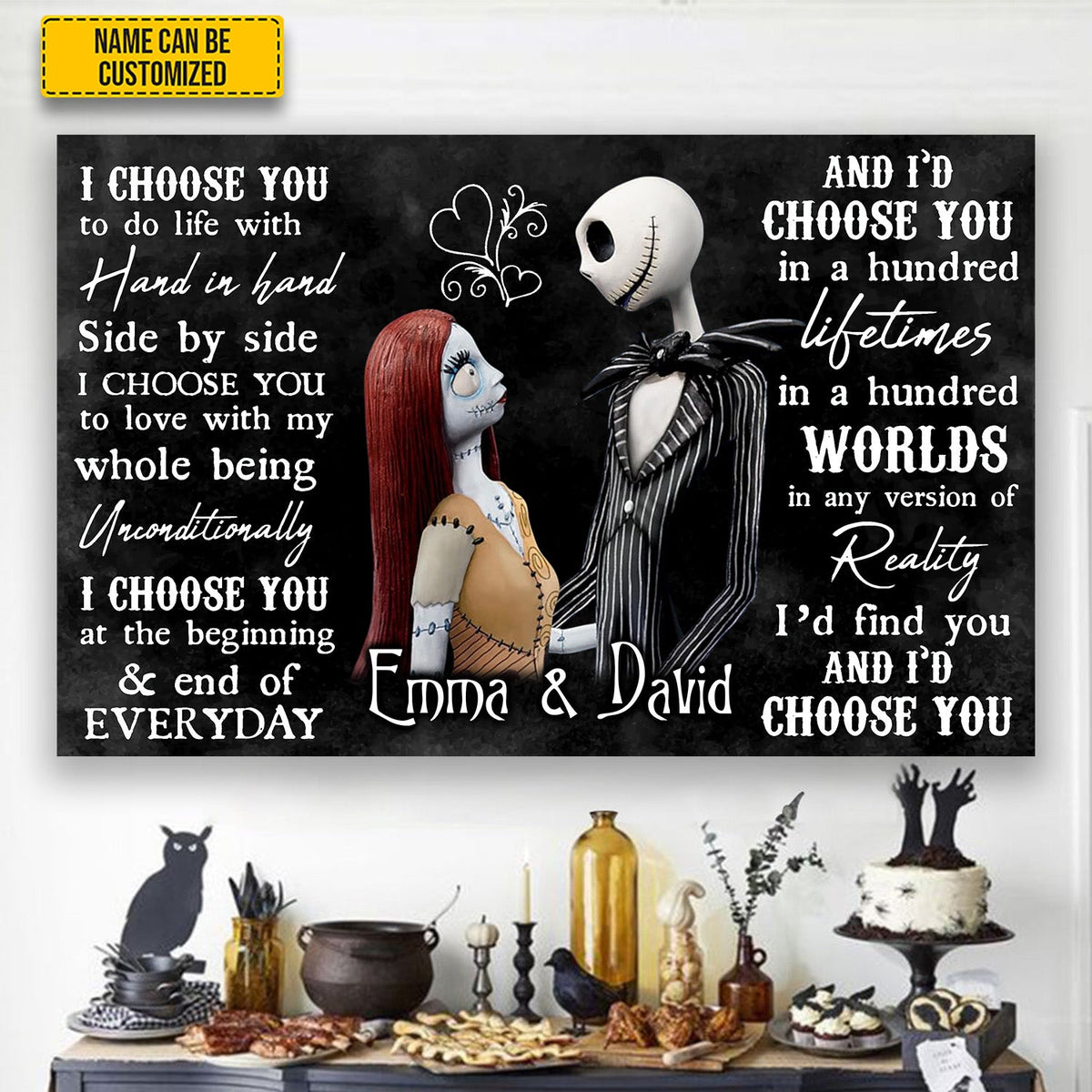 “I Choose You” - Personalized Gothic Couple Canvas & Poster