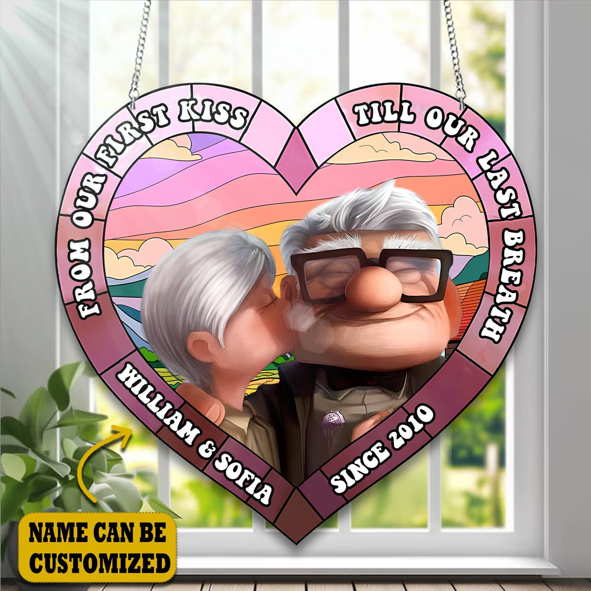 Old Couple Acrylic Window, Couple Acrylic Window Hanging