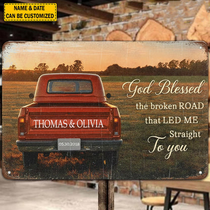 Personalized Vintage Truck Metal Sign – Custom Couple Name Wall Decor