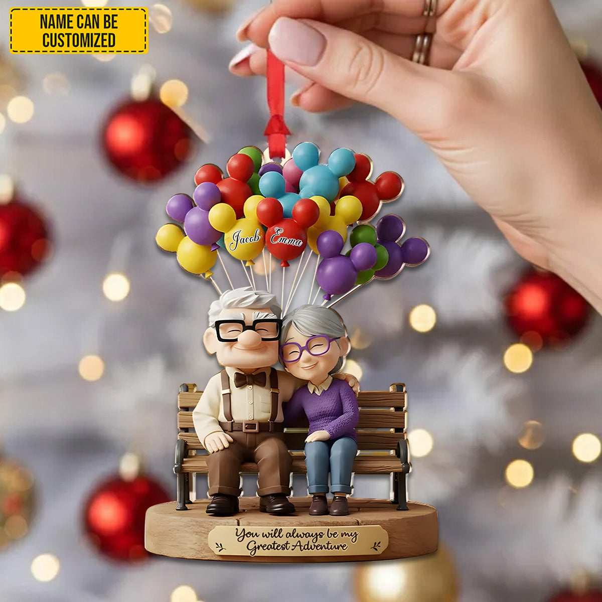 Personalized Old Couple Balloon Ornament