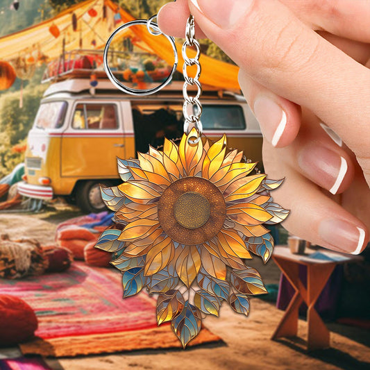 Sunflower Keychain, Personalized Shape Keychain