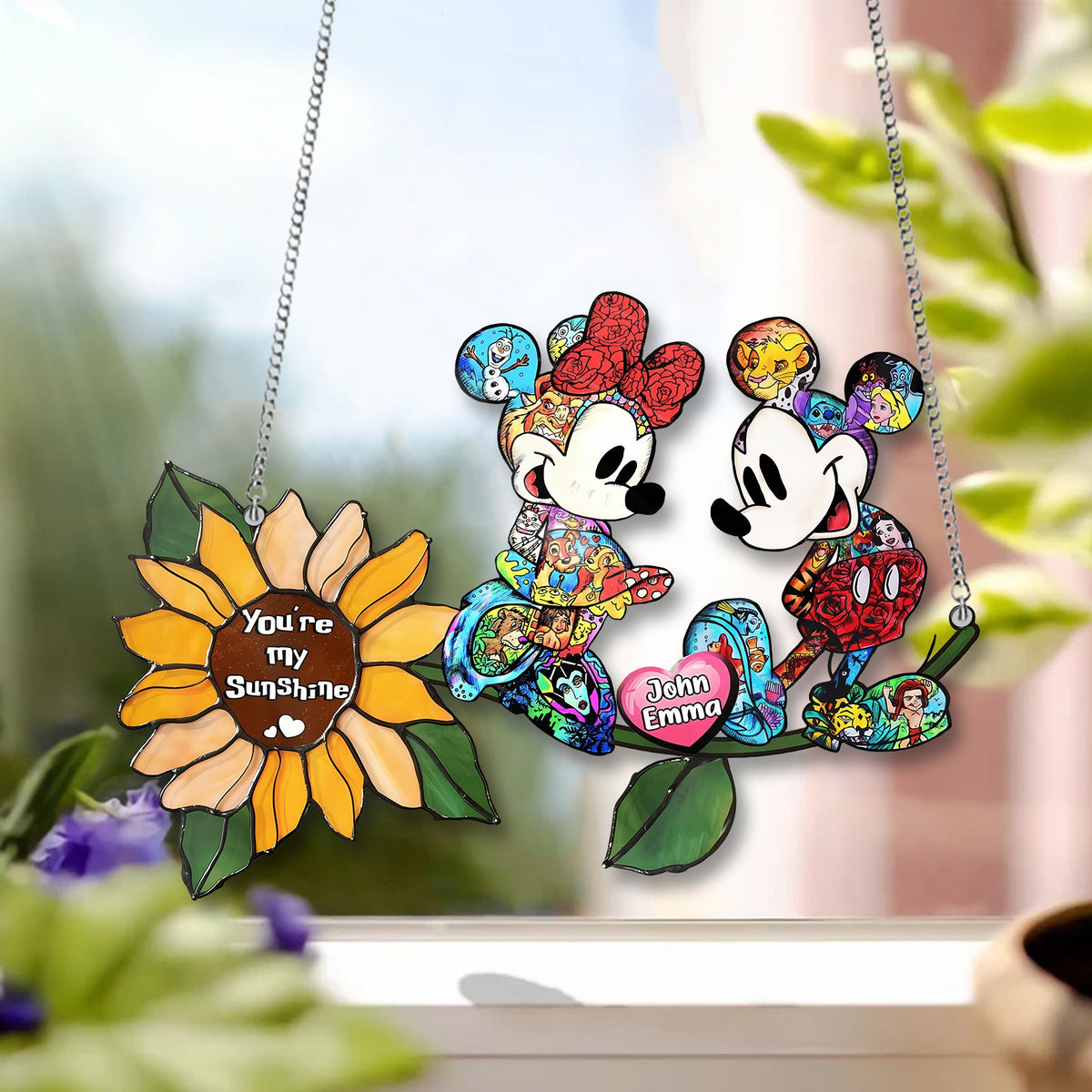 You Are My Sunshine, Cute Mouse Couple Acrylic Window, Couple Window Hanging