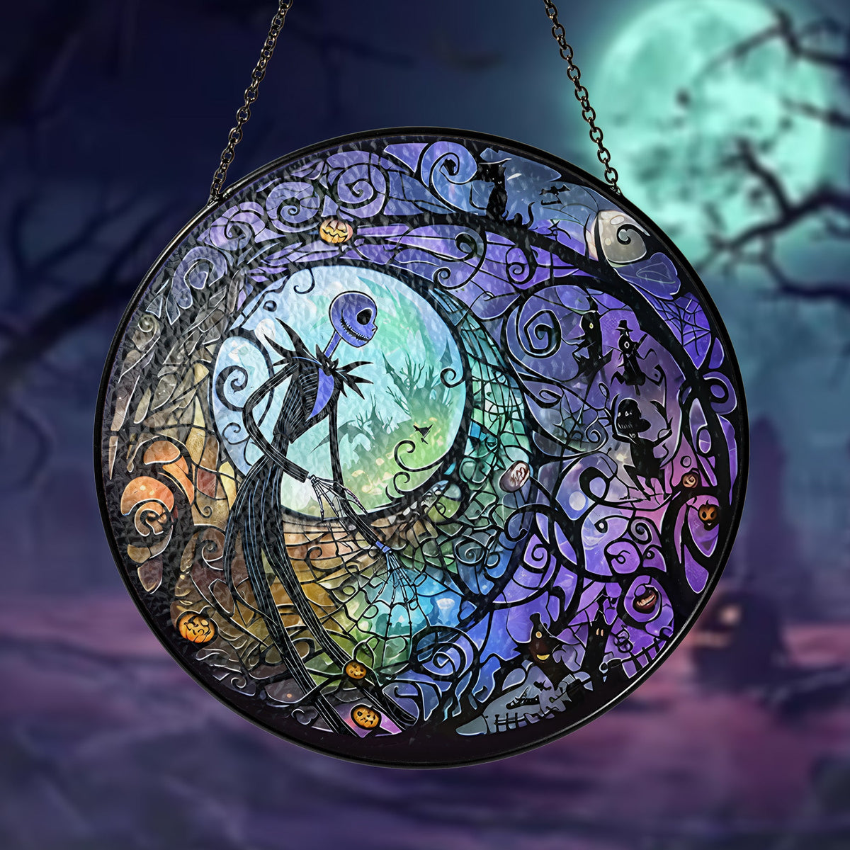 Halloween Night Stained Glass Suncatcher