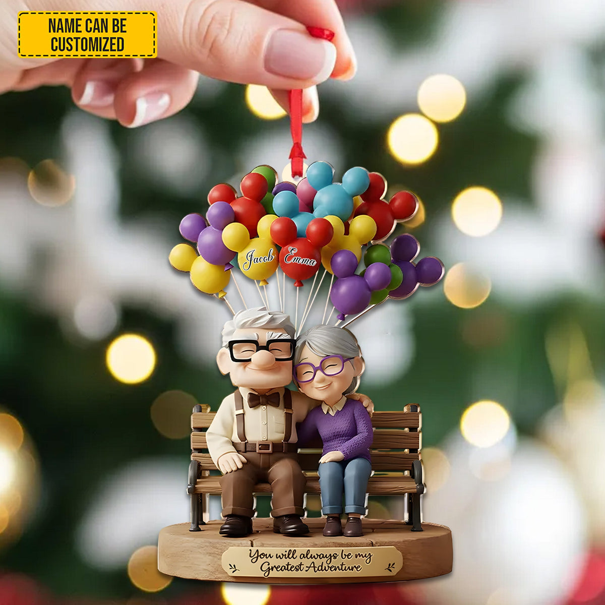 Personalized Old Couple Balloon Ornament