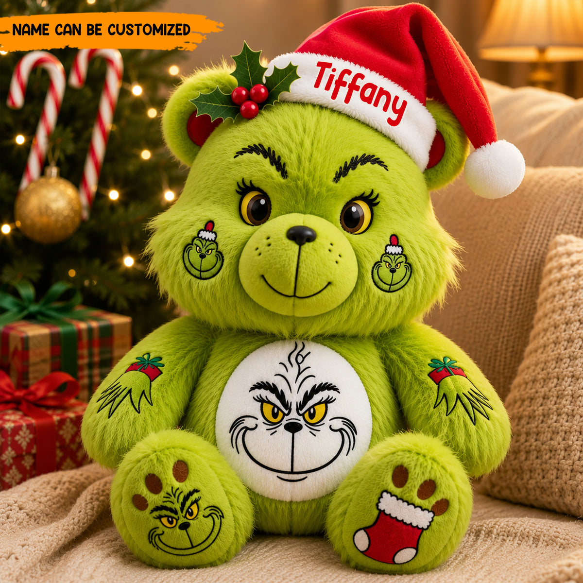 Personalized Christmas Green Shaped Pillow