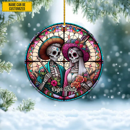 Personalized Gothic Couple Stained Glass Ornament