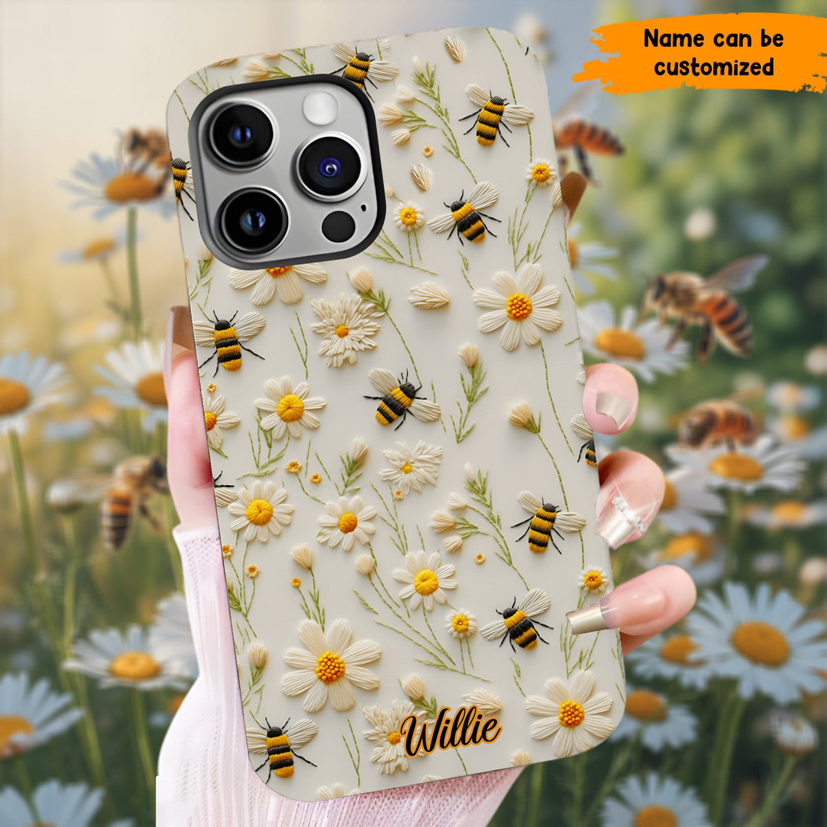 Bee & Daisy Floral - Personalized Phone Case