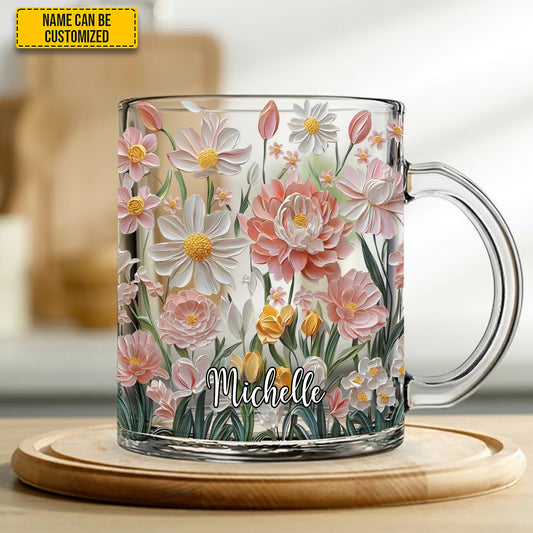 Personalized Wildflowers Glass Mug