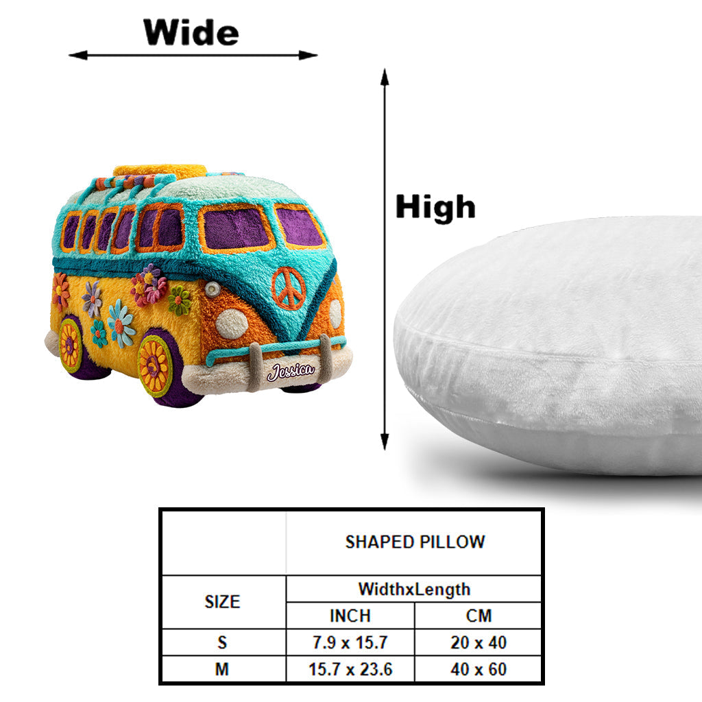 Personalized Hippie Van Shaped Pillow