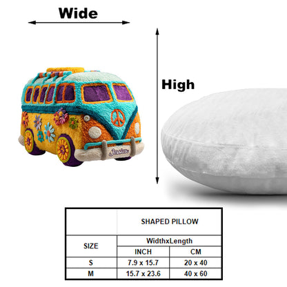Personalized Hippie Van Shaped Pillow