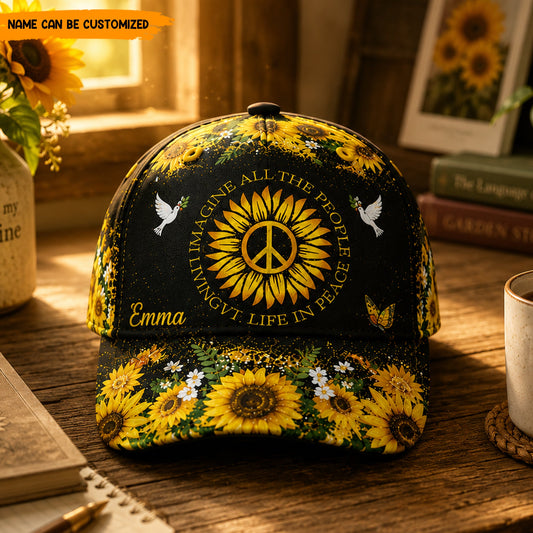 Imagine Peace Sunflower - Personalized Classic Cap