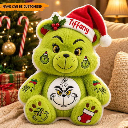 Personalized Christmas Green Shaped Pillow