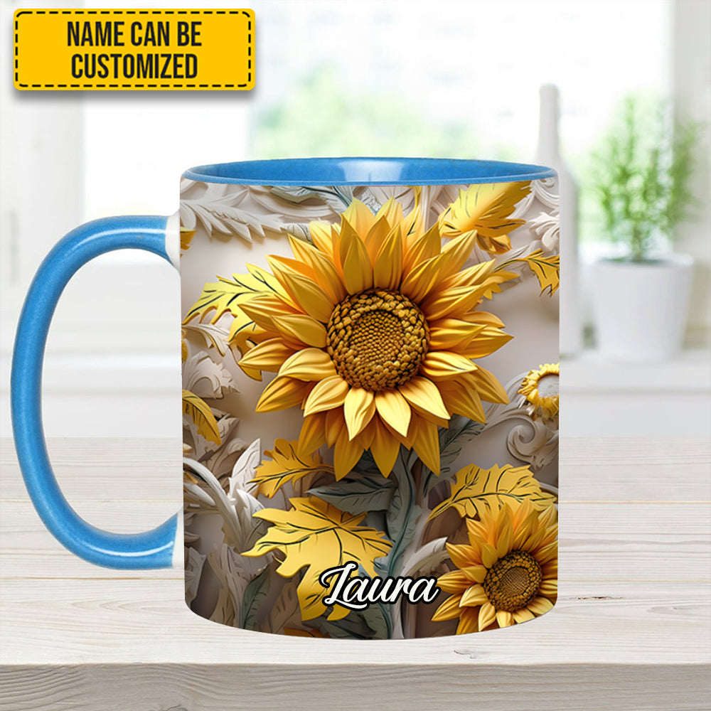 Beautiful Sunflower - Personalized Sunflower Accent Mug