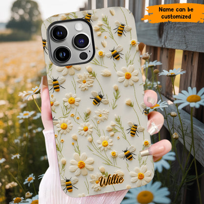 Bee & Daisy Floral - Personalized Phone Case