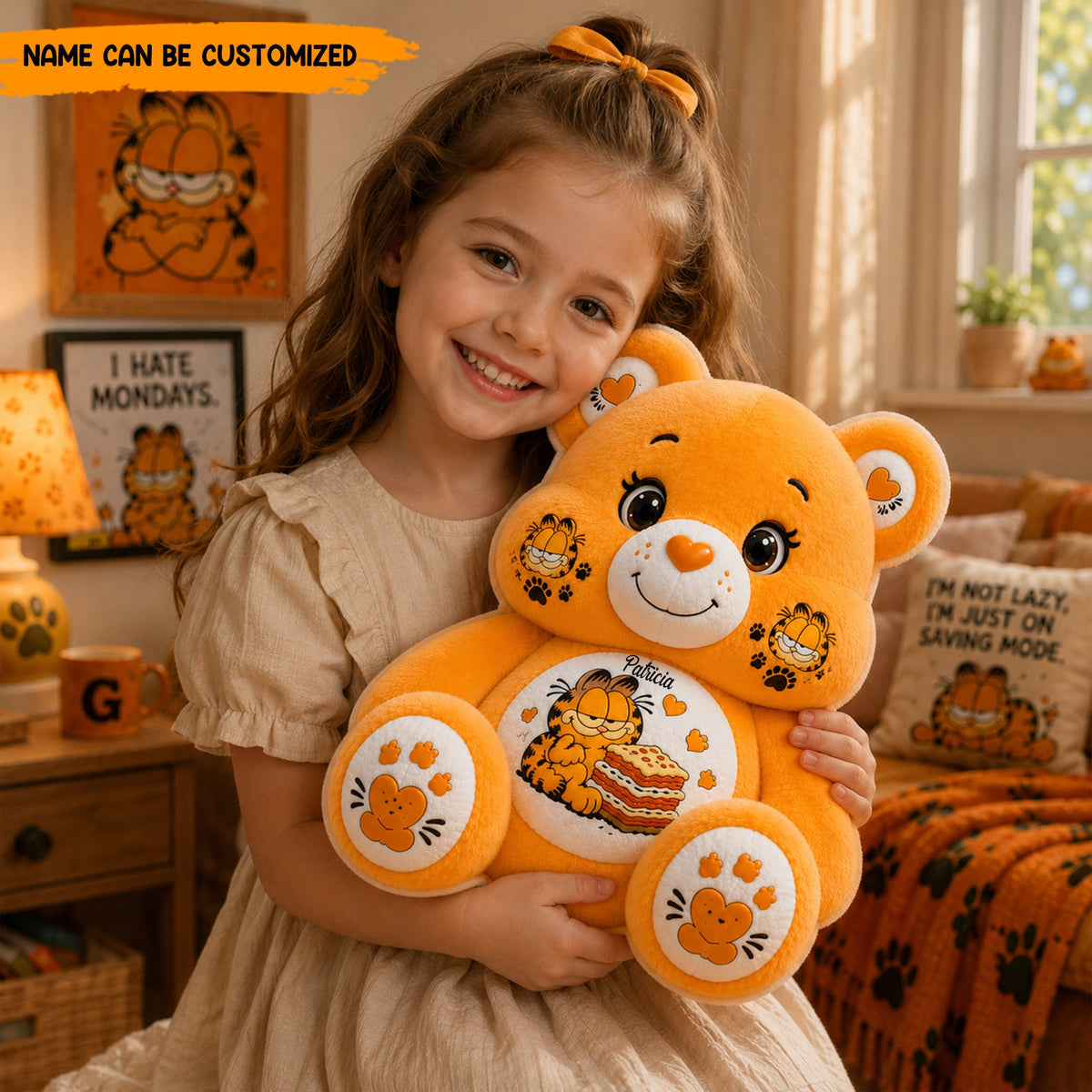 Personalized Cute Bear With Funny Cat Pillow