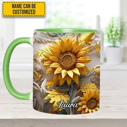 Beautiful Sunflower - Personalized Sunflower Accent Mug