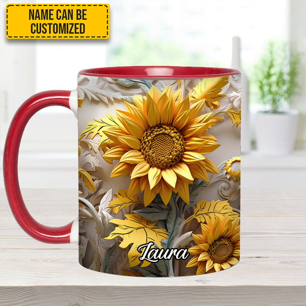 Beautiful Sunflower - Personalized Sunflower Accent Mug
