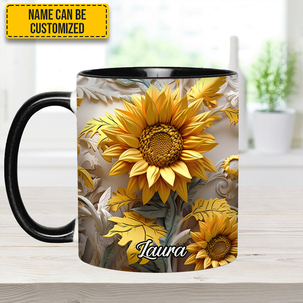 Beautiful Sunflower - Personalized Sunflower Accent Mug