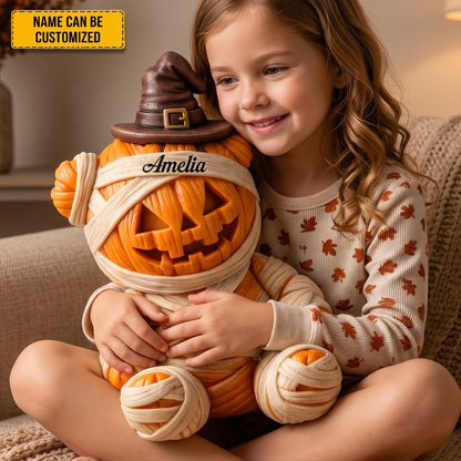 Personalized Pumpkin Mummy Halloween Pillow