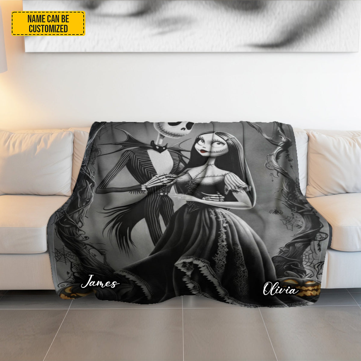 Personalized Couple Skull Gothic Blanket