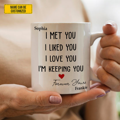 I Met You – I’m Keeping You - Personalized Couple Mug