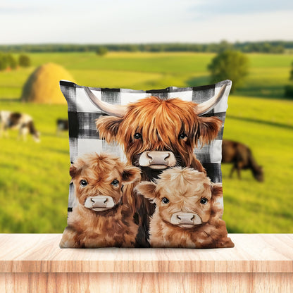Highland Cow Family Pillow
