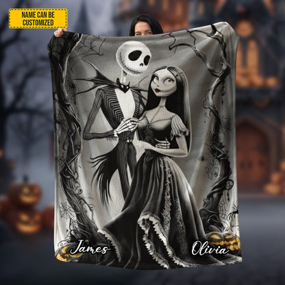 Personalized Couple Skull Gothic Blanket