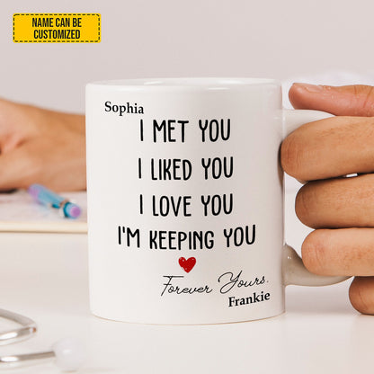 I Met You – I’m Keeping You - Personalized Couple Mug