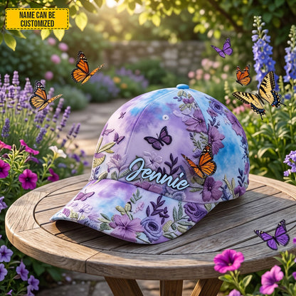 Personalized Floral Butterfly Classic Cap