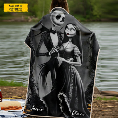 Personalized Couple Skull Gothic Blanket