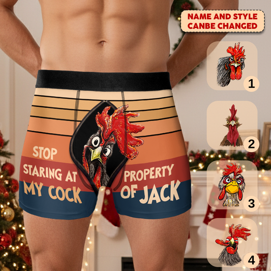 Funny Chicken Men's Boxer Briefs - Personalized Couple Men’s Boxer Briefs