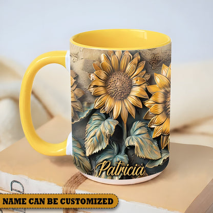 Beautiful Sunflower Vintage Personalized Accent Mug