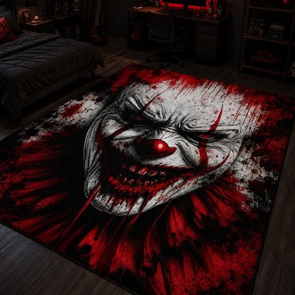 Bloody Evil Clown Halloween Area Rug