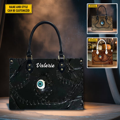 Halloween Book Of Spells Leather Handbag