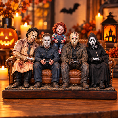 Horror Movie Killers Wooden Block Sign, Spooky Halloween Gaming Characters Wood Decor