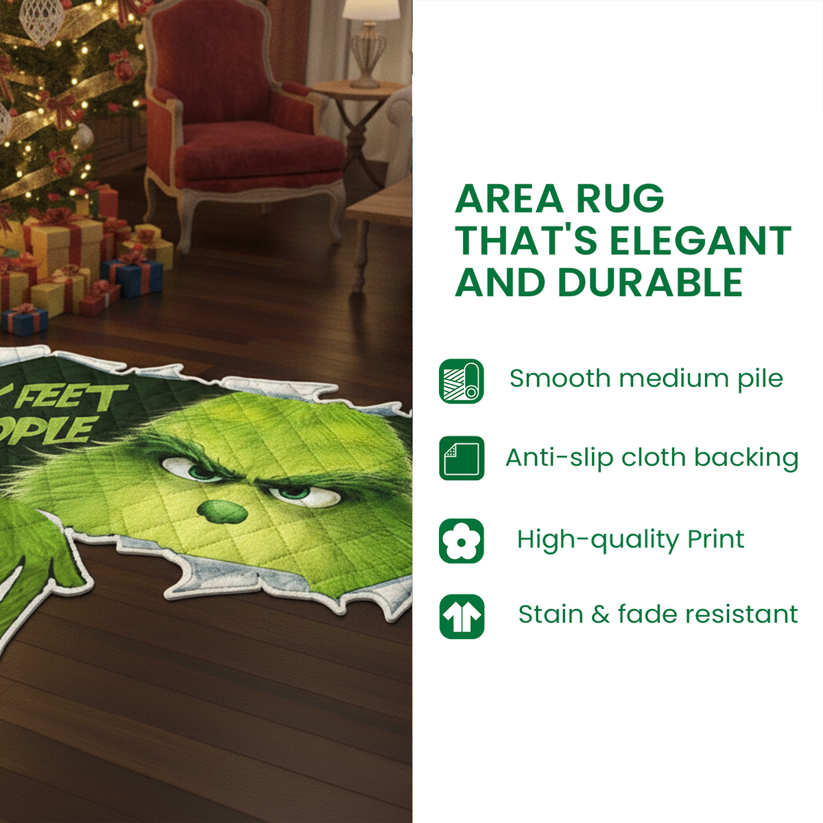 Naughty Green Monster's Couple Personalized Christmas Area Rug