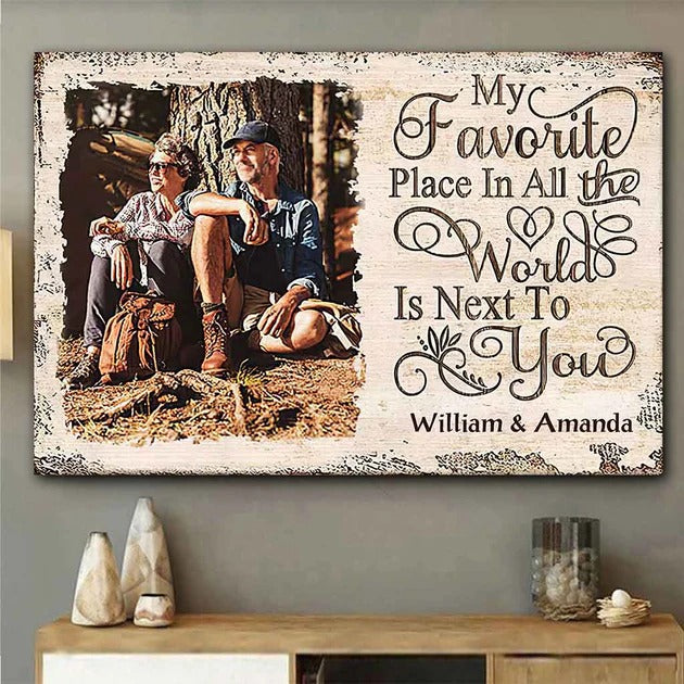 My Favorite Place In All The World - Personalized Couple Canvas And Poster