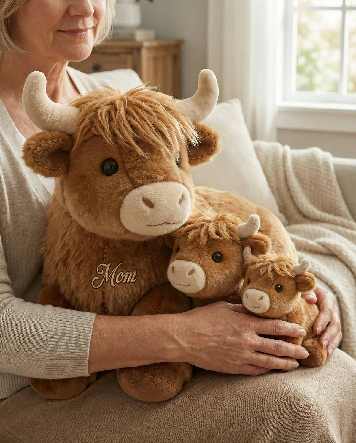Cute Highland Cow Mama - Personalized Mother Shaped Pillow