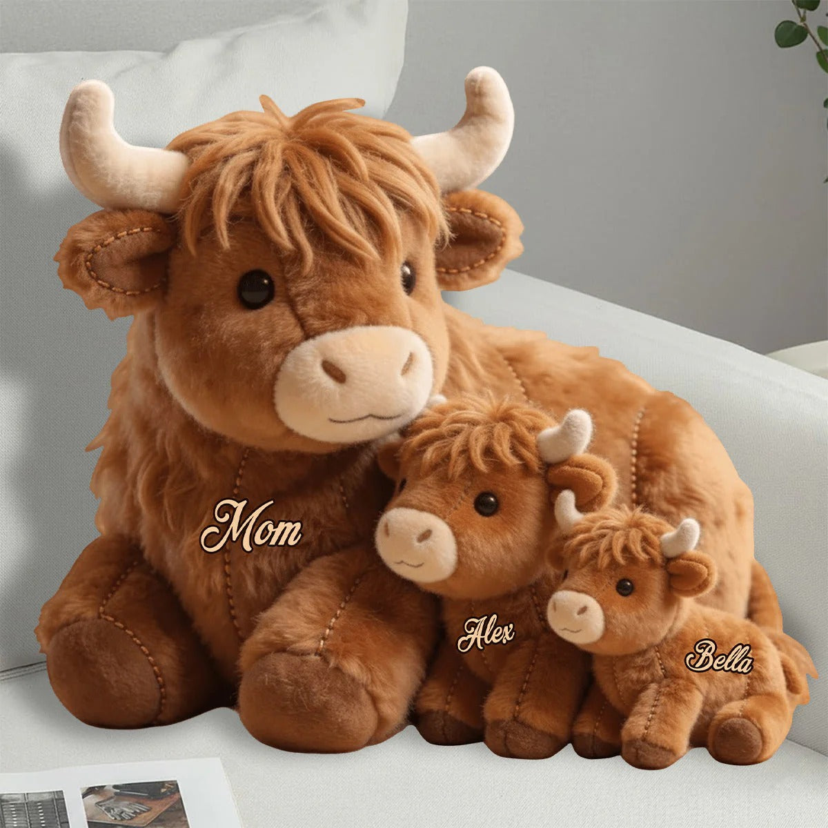 Cute Highland Cow Mama - Personalized Mother Shaped Pillow