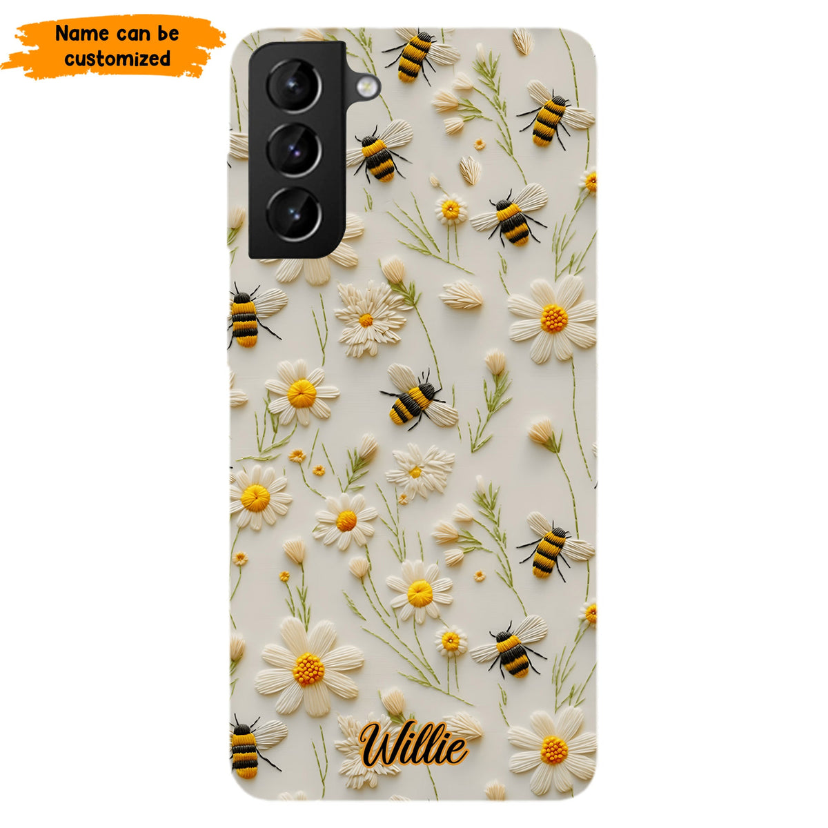 Bee & Daisy Floral - Personalized Phone Case
