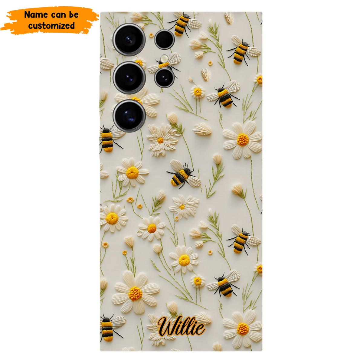 Bee & Daisy Floral - Personalized Phone Case