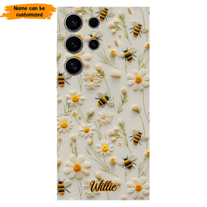 Bee & Daisy Floral - Personalized Phone Case